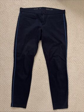 GAP Women's Navy Skinny Trousers with Light Blue Side Stripe